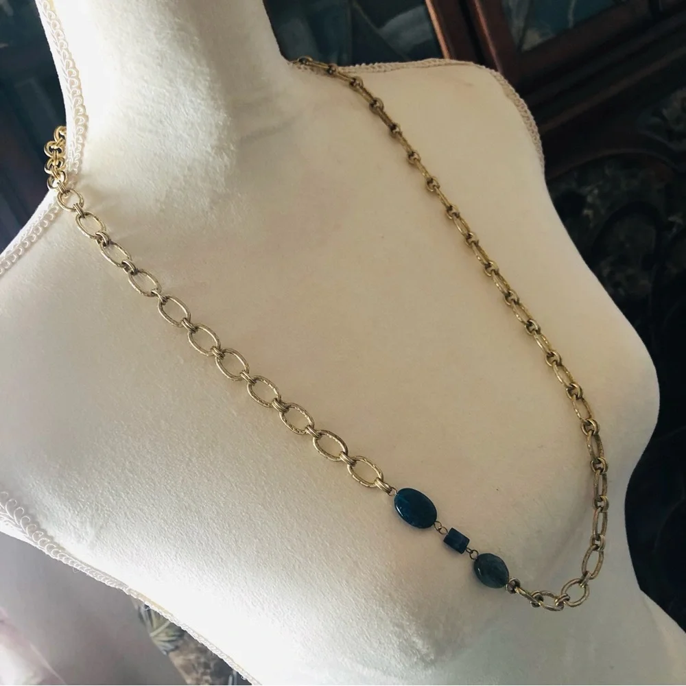 Handcrafted recycled material sodalite natural stone accent necklace